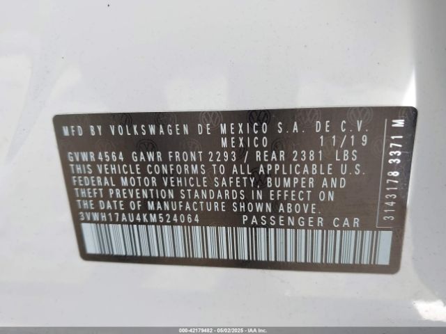 3VWH17AU4KM524064 Volkswagen Golf Alltrack Tsi S/tsi Se/tsi Sel