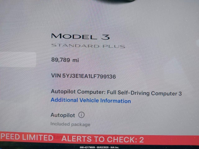 Tesla MODEL 3 2020 5YJ3E1EA1LF799136 Image 16