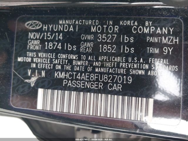 KMHCT4AE8FU827019 Hyundai ACCENT GLS
