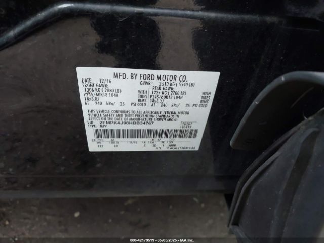 2FMPK4J90HBB34767 Ford EDGE SEL