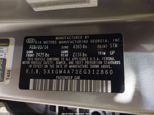 5XXGM4A73EG312860 KIA Optima Lx