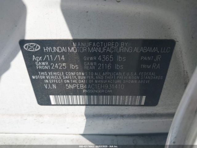 5NPEB4AC1EH931410 Hyundai SONATA GLS