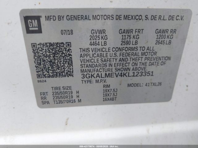 3GKALMEV4KL123351 GMC Terrain Sle
