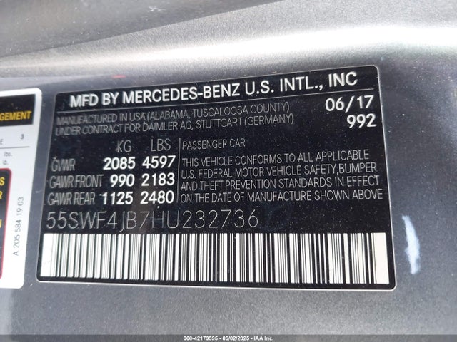 55SWF4JB7HU232736 Mercedes-Benz C 300 Luxury/sport