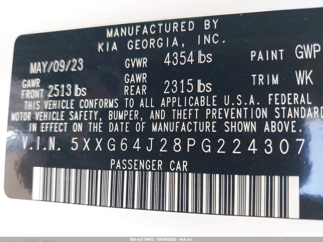 5XXG64J28PG224307 KIA K5 Gt-line