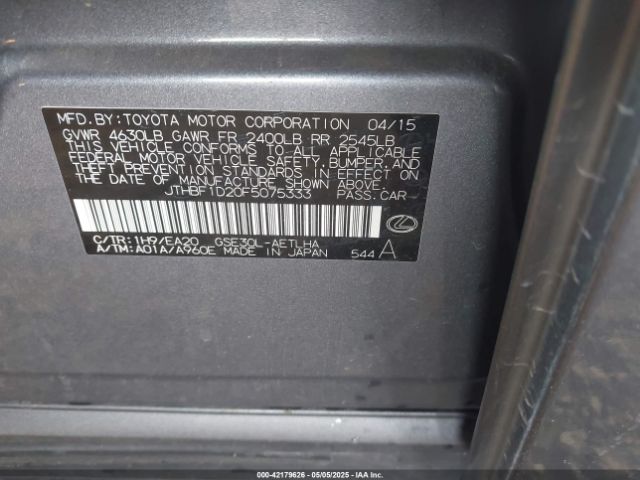 JTHBF1D20F5075333 Lexus IS 250