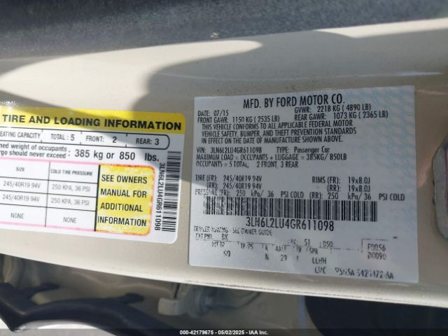 2016 LINCOLN MKZ HYBRID 3LN6L2LU4GR611098 Photo 8
