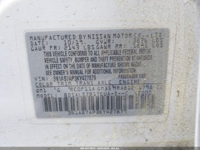 3N1AB7AP3KY427879 Nissan SENTRA SV