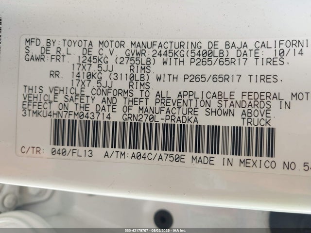 3TMKU4HN7FM043714 Toyota Tacoma Prerunner V6
