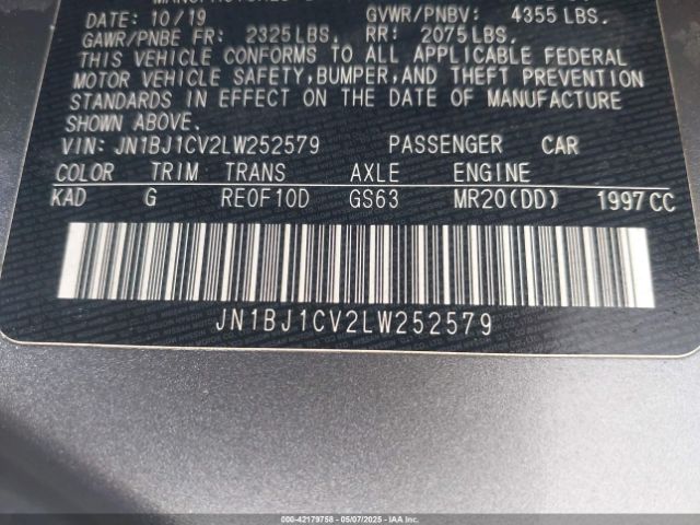 JN1BJ1CV2LW252579 Nissan Rogue Sport S Fwd Xtronic Cvt