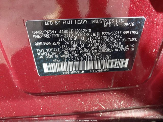 JF2SJABC1HH482186 Subaru Forester 2.5i