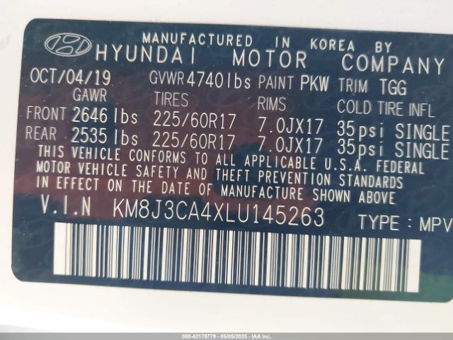 2020 HYUNDAI TUCSON KM8J3CA4XLU145263 Photo 8