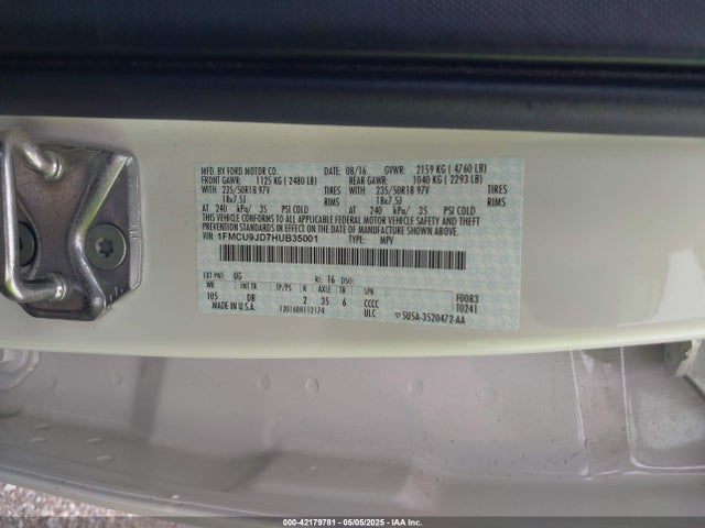 Ford Escape Titanium 2017 1FMCU9JD7HUB35001 Image 9