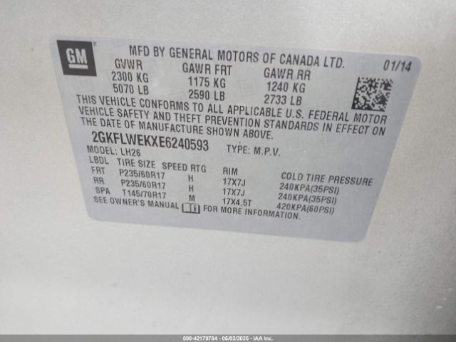 2GKFLWEKXE6240593 GMC Terrain Sle-2