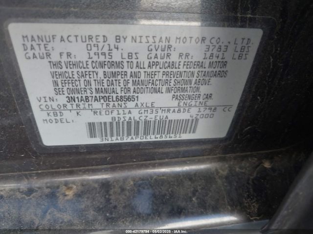 3N1AB7AP0EL685651 Nissan SENTRA S