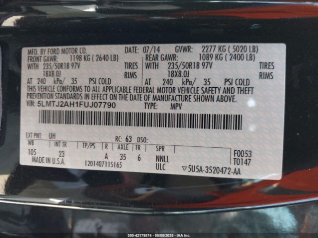 5LMTJ2AH1FUJ07790 Lincoln MKC