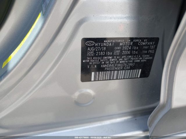 KMHD84LFXKU762860 Hyundai Elantra Value Edition