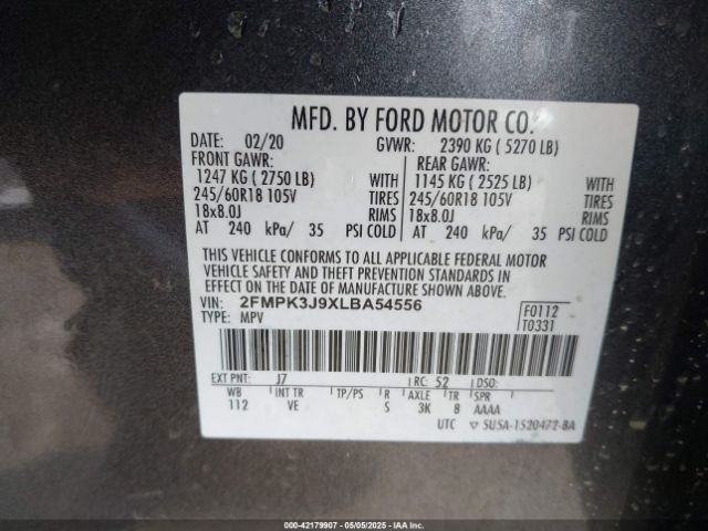 2020 FORD EDGE 2FMPK3J9XLBA54556 Photo 8