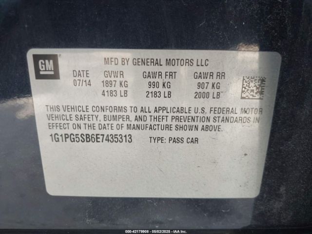 1G1PG5SB6E7435313 Chevrolet CRUZE LTZ