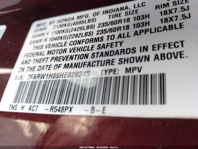 Honda l15be 2017 7FARW1H89HE029245 Image 9