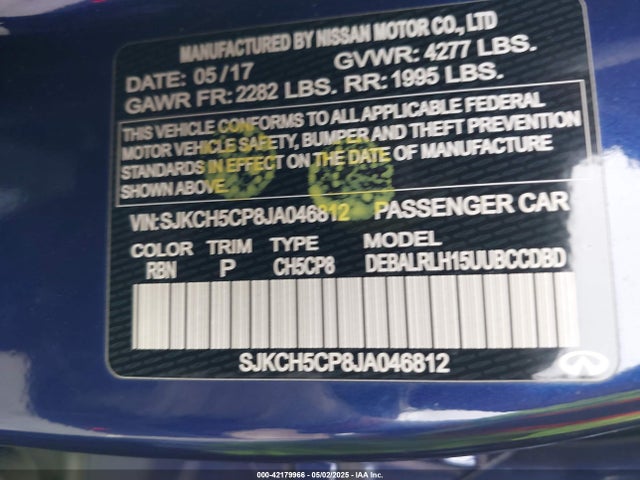 SJKCH5CP8JA046812 Infiniti Qx30 Premium