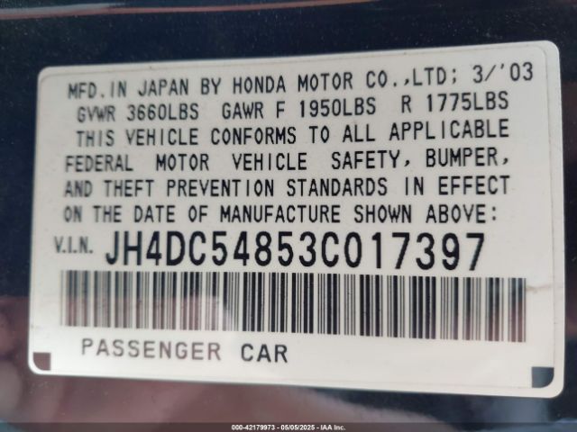 2003 ACURA RSX JH4DC54853C017397 Photo 8