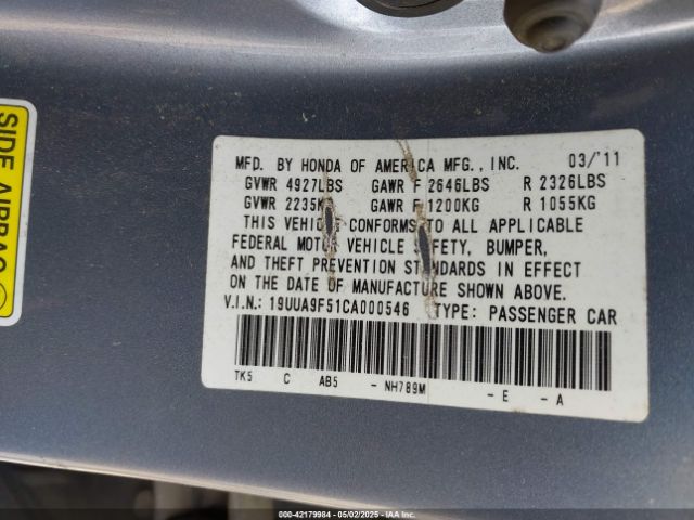 2012 ACURA TL 19UUA9F51CA000546 Photo 8