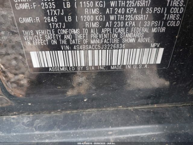 4S4BSACC5J3226836 Subaru Outback 2.5i Premium
