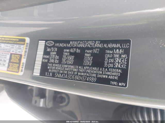 2024 HYUNDAI TUCSON 5NMJA3DE8RH374989 Photo 8
