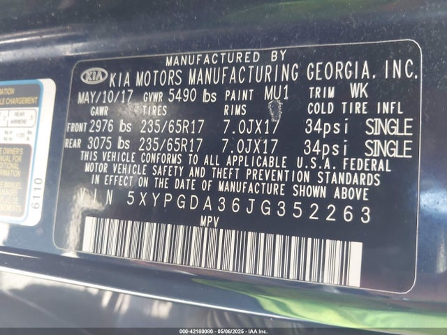 5XYPGDA36JG352263 KIA gdi theta-ii