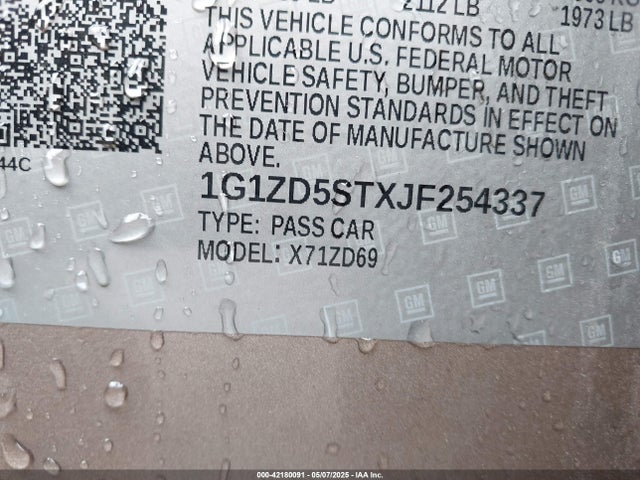 1G1ZD5STXJF254337 Chevrolet MALIBU LT