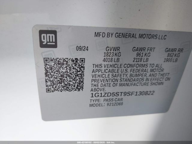 1G1ZD5ST9SF130822 Chevrolet Malibu Fwd 1lt