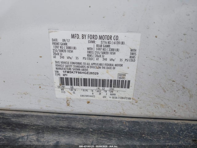 1FM5K7F86HGE28529 Ford 3.5l ti-vct
