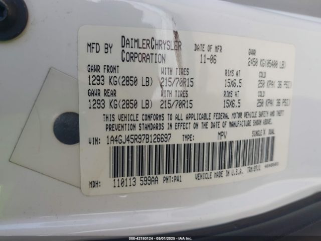 2007 CHRYSLER TOWN & COUNTRY 1A4GJ45R97B126697 Photo 8