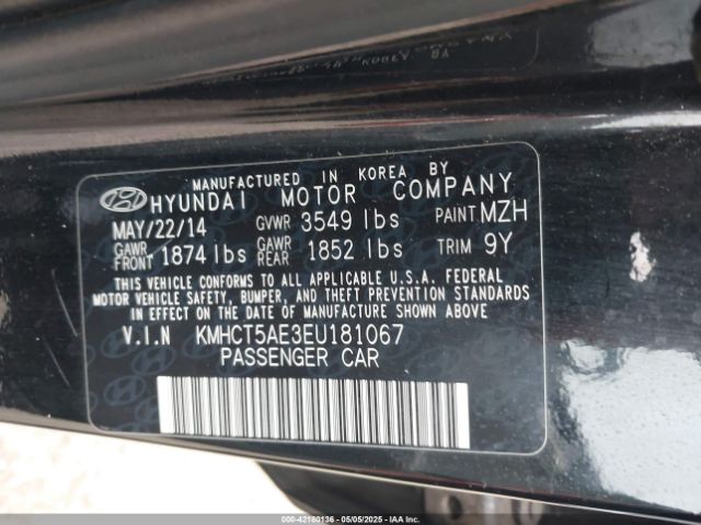 KMHCT5AE3EU181067 Hyundai ACCENT GS
