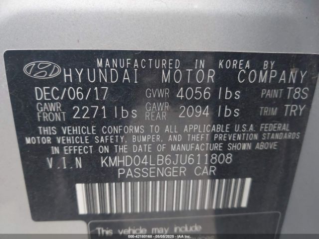 KMHD04LB6JU611808 Hyundai Elantra Sport