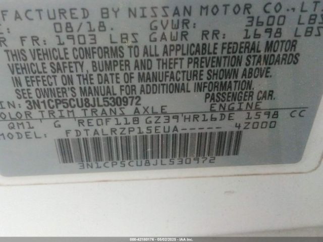 3N1CP5CU8JL530972 Nissan KICKS S