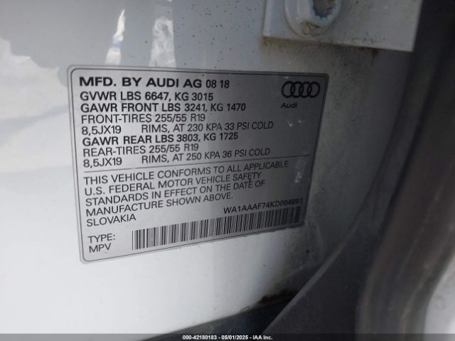 2019 AUDI Q7 WA1AAAF74KD004991 Photo 8