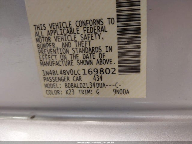 1N4BL4BV0LC169802 Nissan Altima S Fwd