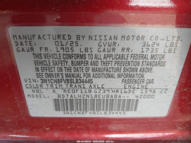 3N1CN8FV8SL834445 Nissan Versa 1.6 Sr