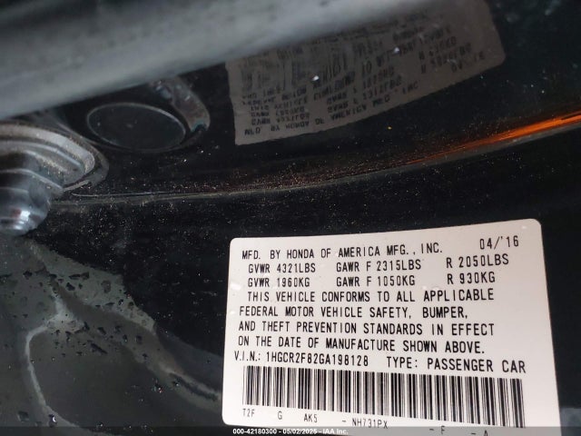 1HGCR2F82GA198128 Honda Accord Ex-l