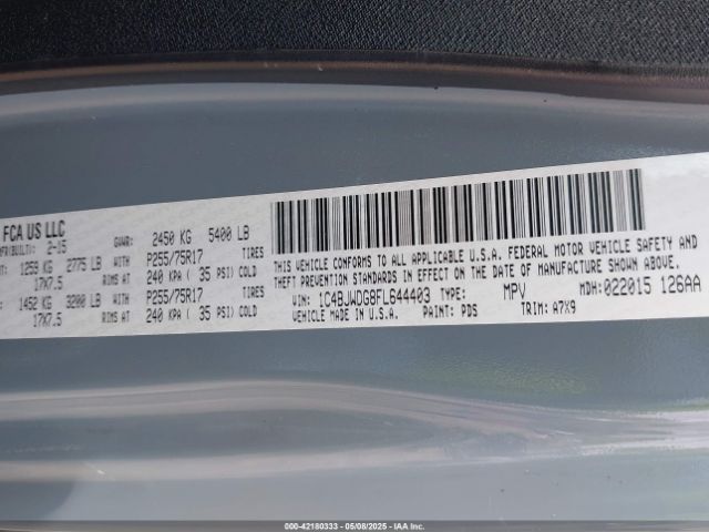 1C4BJWDG8FL644403 Jeep Wrangler Unlimited Sport