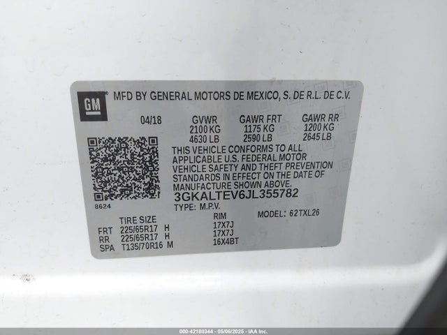 3GKALTEV6JL355782 GMC Terrain Sle