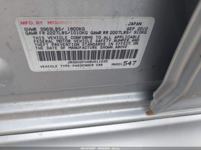 2011 MITSUBISHI LANCER JA32U2FUXBU011035 Photo 8