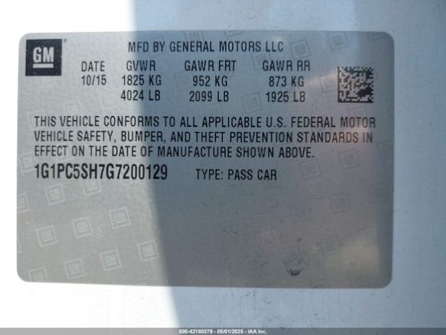 1G1PC5SH7G7200129 Chevrolet Cruze Limited Ls Auto