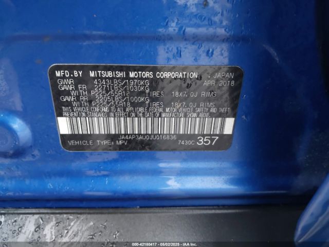 2018 MITSUBISHI OUTLANDER SPORT JA4AP3AU0JU016836 Photo 8