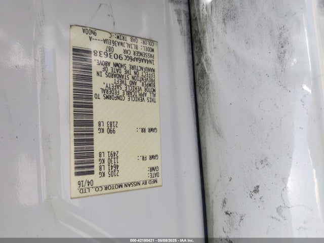1N4AA6AP6GC903638 Nissan Maxima 3.5 Sv