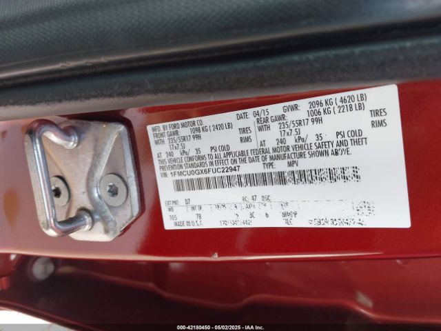 1FMCU0GX6FUC22947 Ford ESCAPE SE