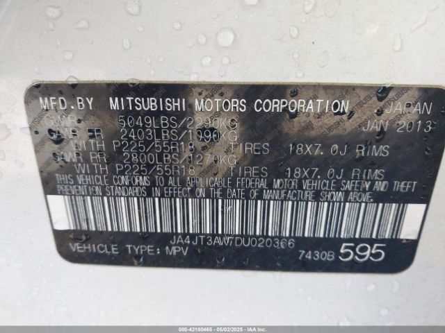 2013 MITSUBISHI OUTLANDER JA4JT3AW7DU020366 Photo 8