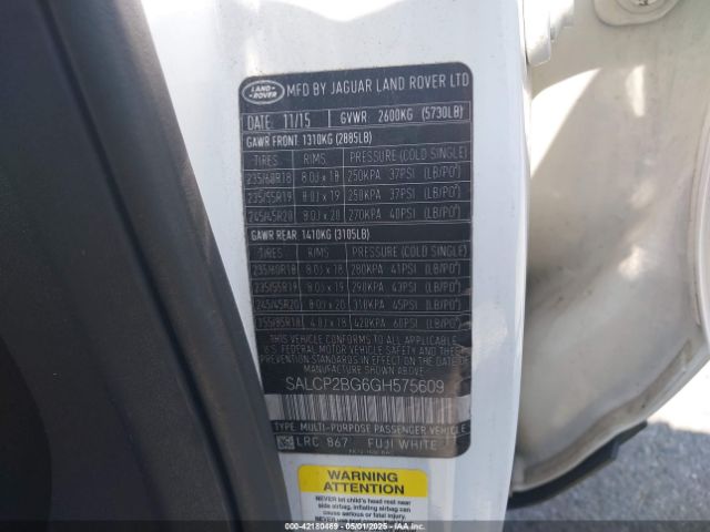 SALCP2BG6GH575609 Land Rover Discovery Sport Se